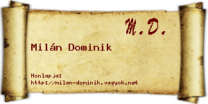 Milán Dominik névjegykártya