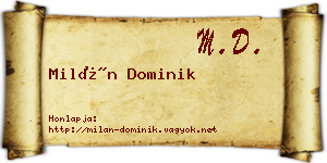 Milán Dominik névjegykártya